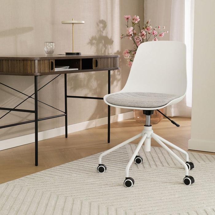 Nolon Nout-Liv Bureaustoel Wit - Lichtgrijs Kussen - Wit Onderstel