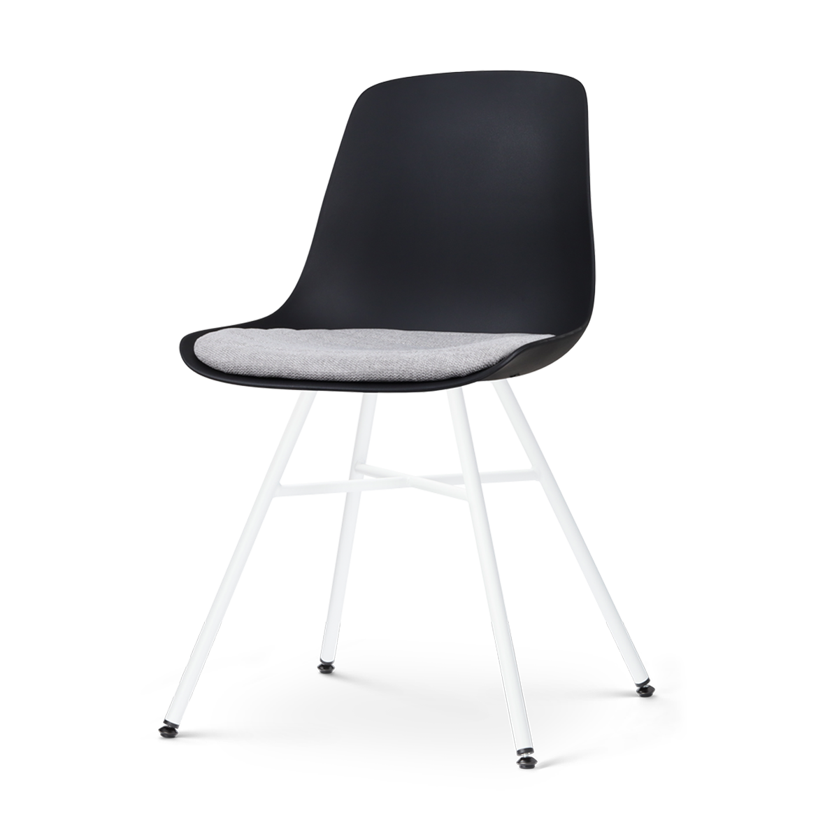 Nolon Noa-Liv Eetkamerstoel Zwart - Lichtgrijs Kussen - Witte Poten