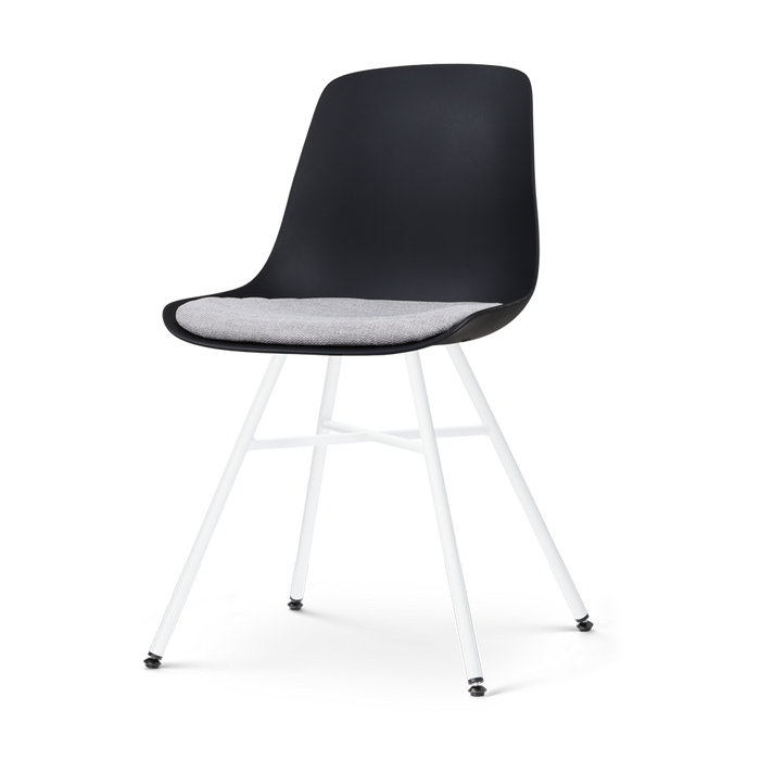 Nolon Noa-Liv Eetkamerstoel Zwart - Lichtgrijs Kussen - Witte Poten