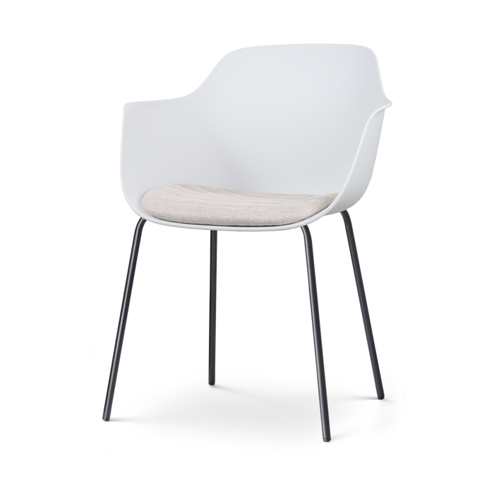 Nolon Nora-Liz Eetkamerstoel Wit - Beige Kussen - Zwarte Poten