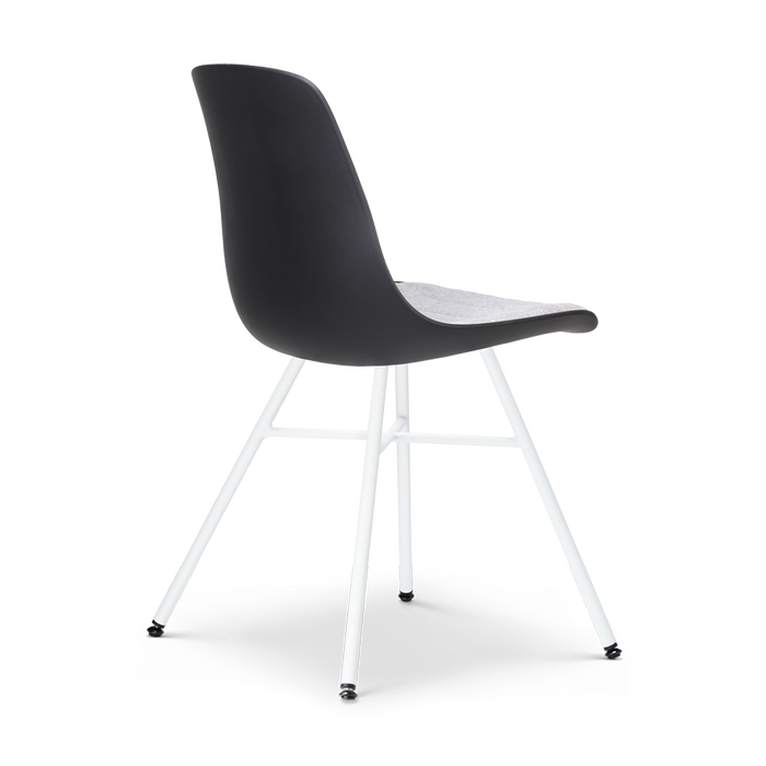 Nolon Noa-Liv Eetkamerstoel Zwart - Lichtgrijs Kussen - Witte Poten