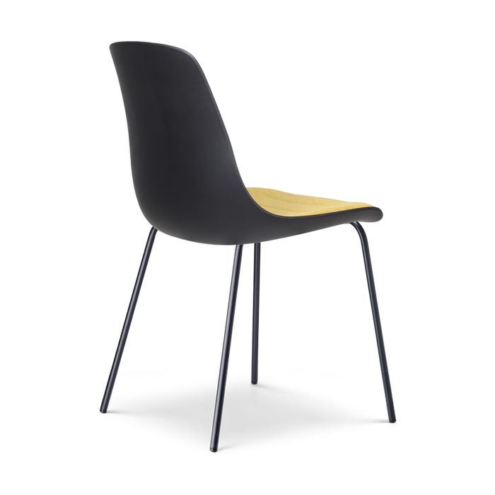 Nolon Nora-Liv Eetkamerstoel Zwart - Okergeel Kussen - Zwarte Poten