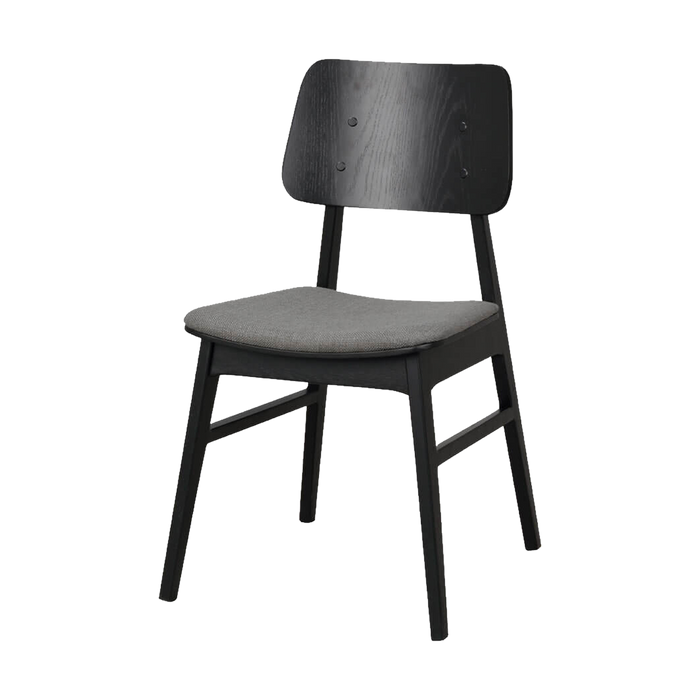 Rowico Home Nagano Houten Eetkamerstoel Zwart - Met Grijs Zitkussen