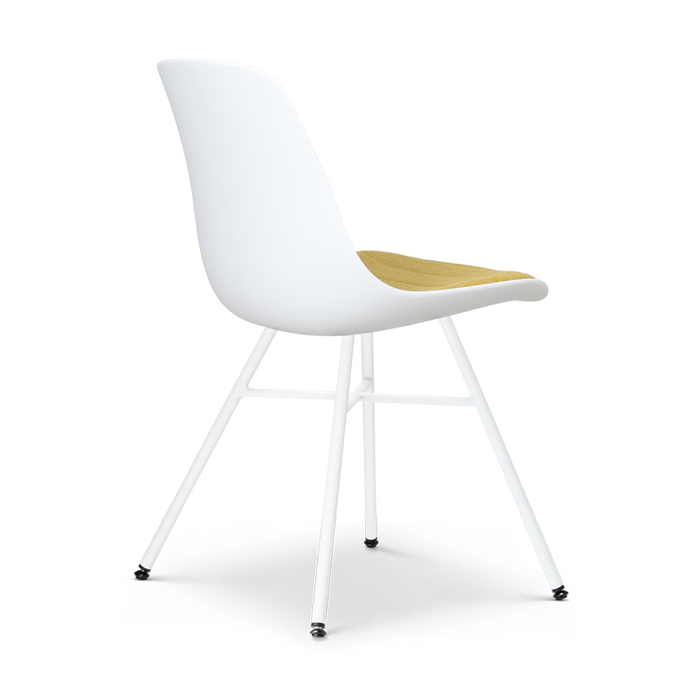 Nolon Noa-Liv Eetkamerstoel Wit - Okergeel Kussen - Wit Onderstel