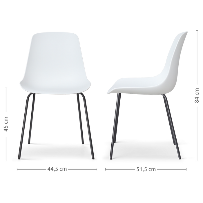 Nolon Nora-Pip Eetkamerstoel Wit - Kunststof - Zwart Onderstel