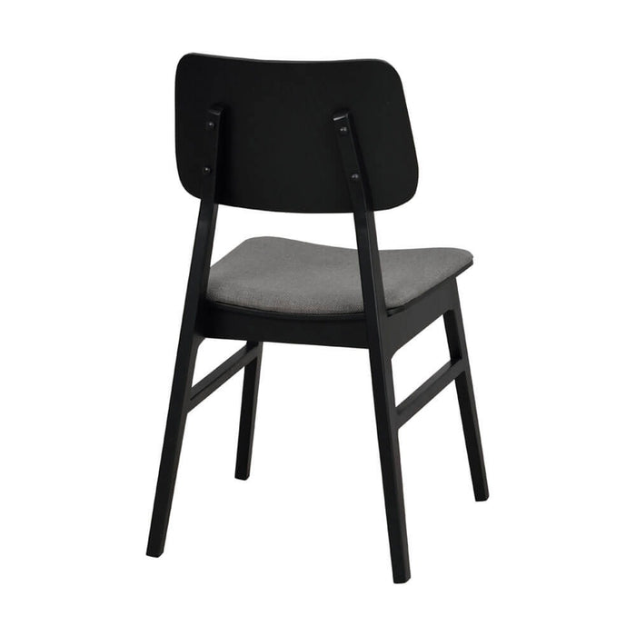 Rowico Home Nagano Houten Eetkamerstoel Zwart - Met Grijs Zitkussen