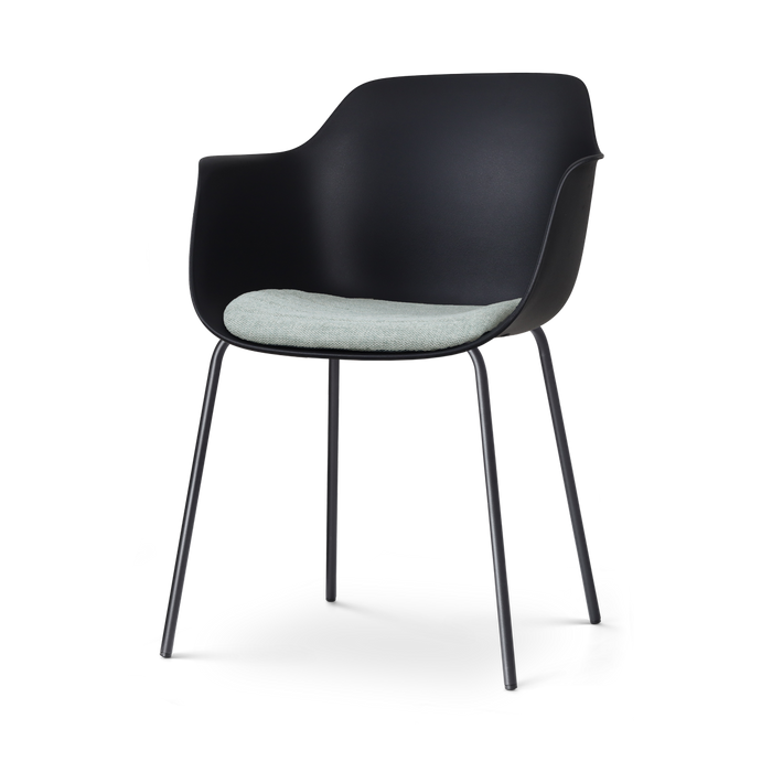 Nolon Nora-Liz Eetkamerstoel Zwart - Zacht Groen Kussen - Zwarte Poten