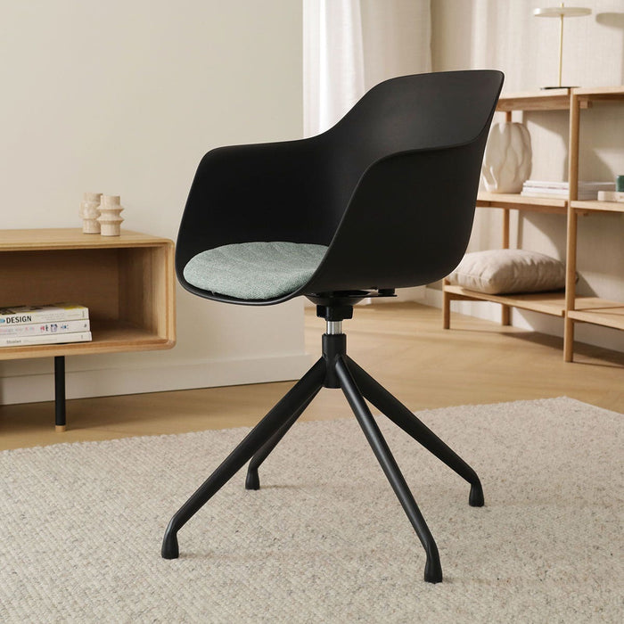 Nolon Nola-Liz Eetkamerstoel Zwart - Zacht Groen - Draaibaar - Zwart