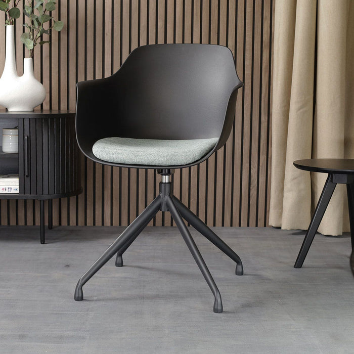 Nolon Nola-Liz Eetkamerstoel Zwart - Zacht Groen - Draaibaar - Zwart