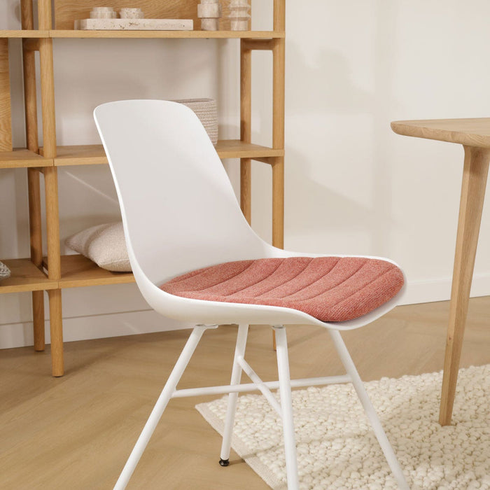 Nolon Noa-Liv Eetkamerstoel Wit - Terracotta Kussen - Wit Onderstel