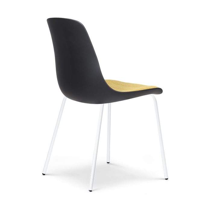 Nolon Nora-Liv Eetkamerstoel Zwart - Okergeel Kussen - Witte Poten