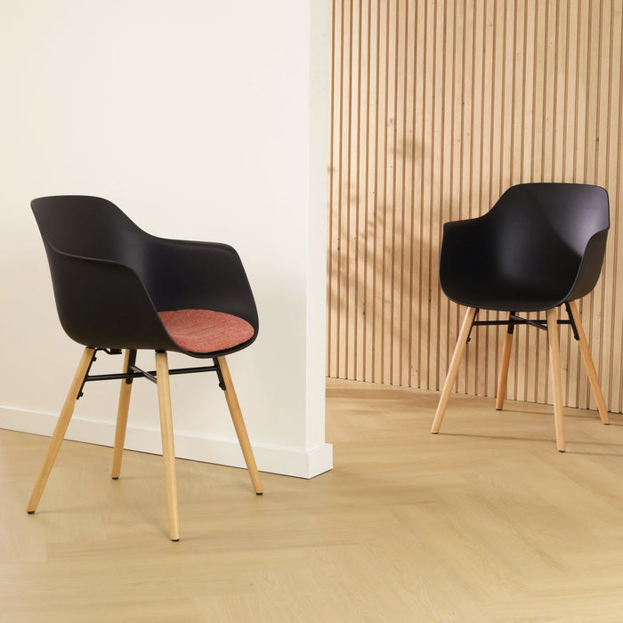 Nolon Nena-Liz Eetkamerstoel Zwart - Armleuning - Terracotta Kussen