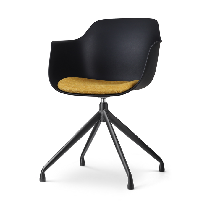 Nolon Nola-Liz Eetkamerstoel Zwart - Okergeel - Draaibaar - Zwart
