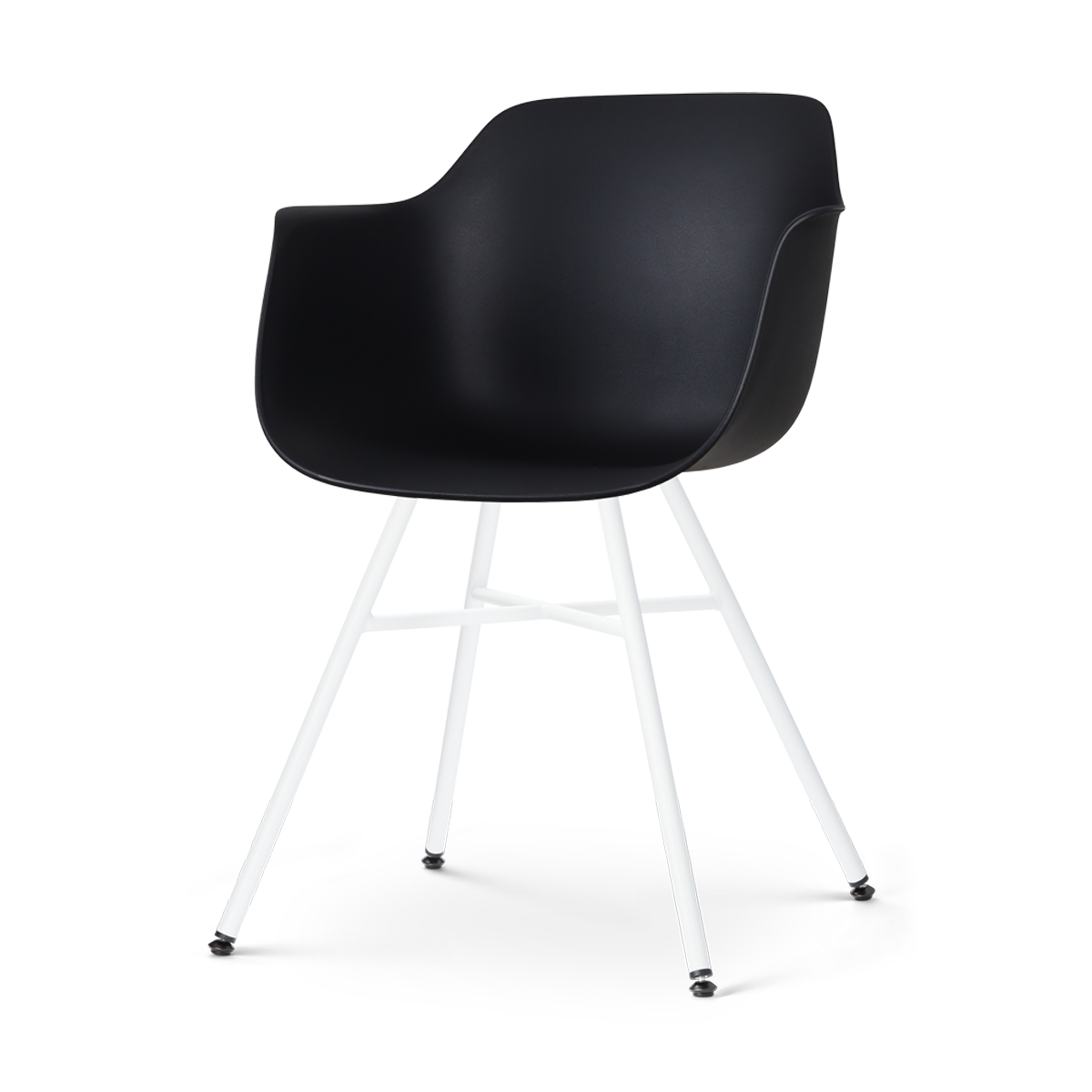 Nolon Noa-Puk Eetkamerstoel Zwart - met Armleuning - Wit Onderstel