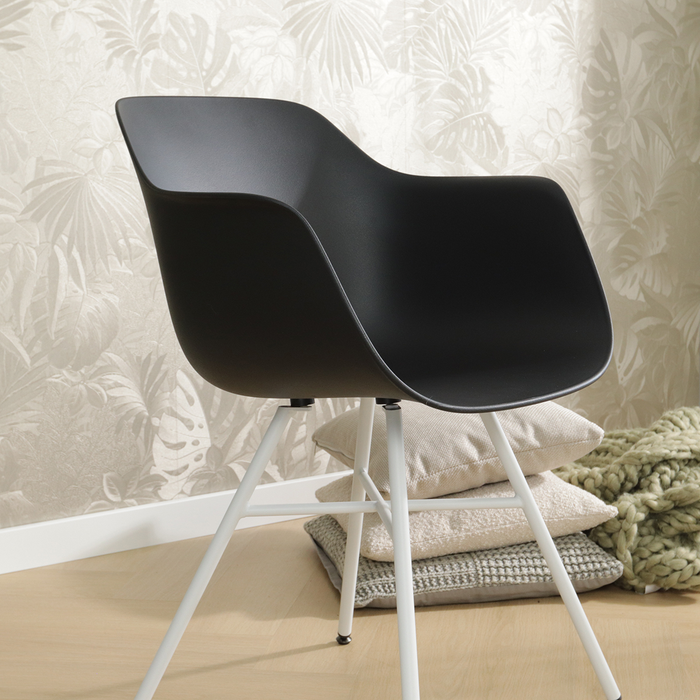 Nolon Noa-Puk Eetkamerstoel Zwart - met Armleuning - Wit Onderstel