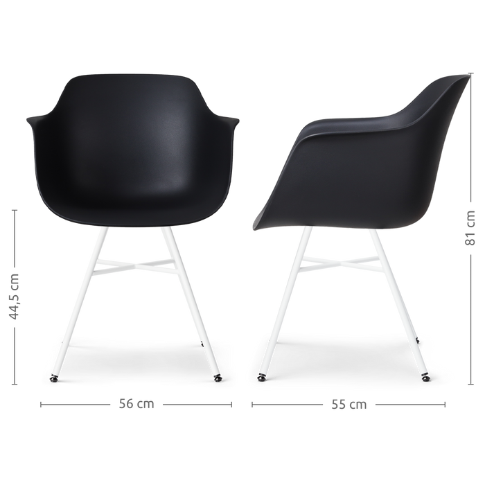 Nolon Noa-Puk Eetkamerstoel Zwart - met Armleuning - Wit Onderstel