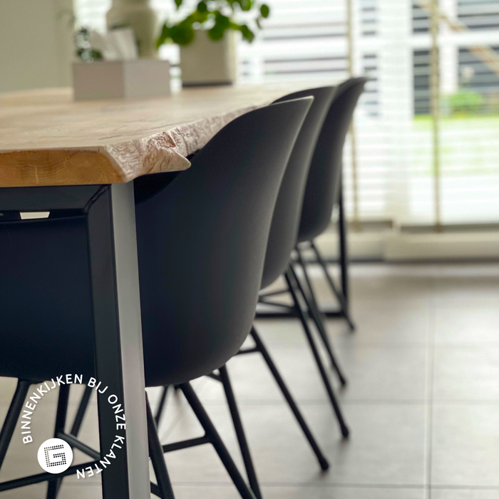 Nolon Noa-Puk Eetkamerstoel Zwart - met Armleuning - Wit Onderstel