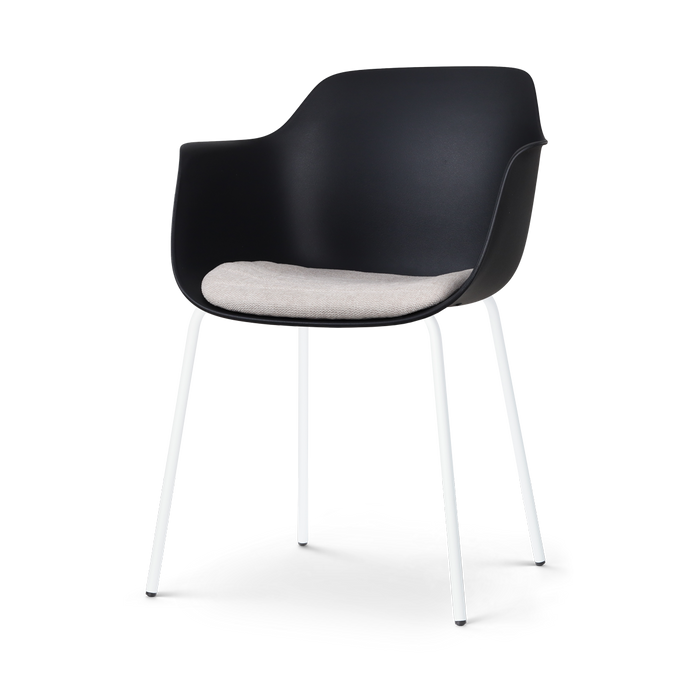 Nolon Nora-Liz Eetkamerstoel Zwart - Beige Kussen - Witte Poten