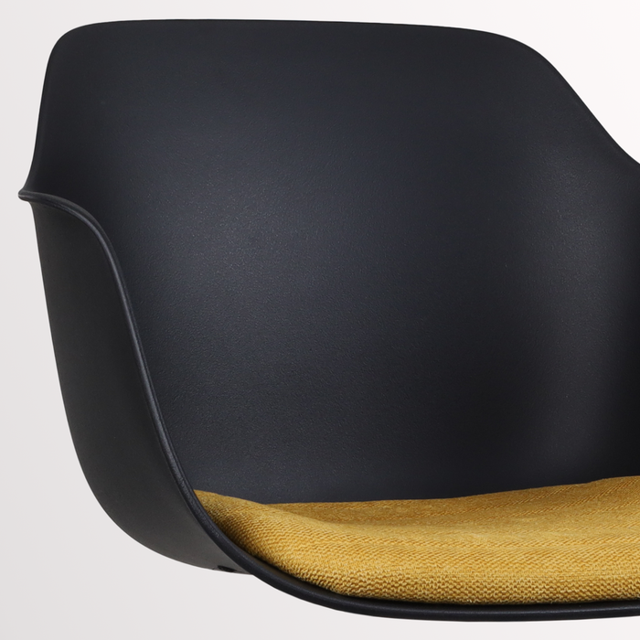 Nolon Nout-Liz Bureaustoel Zwart - Okergeel Kussen - Wit Onderstel