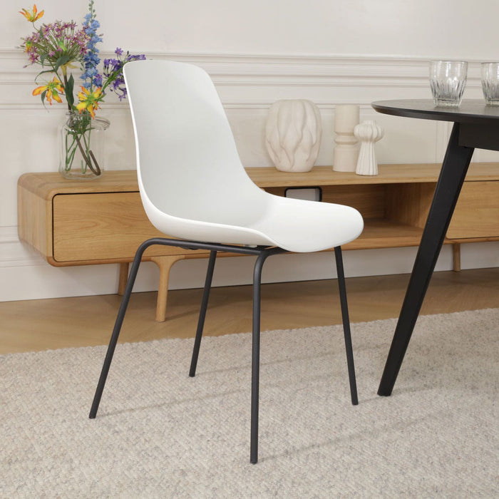 Nolon Nora-Pip Eetkamerstoel Wit - Kunststof - Zwart Onderstel