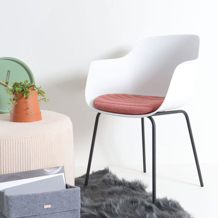 Nolon Nora-Liz Eetkamerstoel Wit - Terracotta Kussen - Zwarte Poten