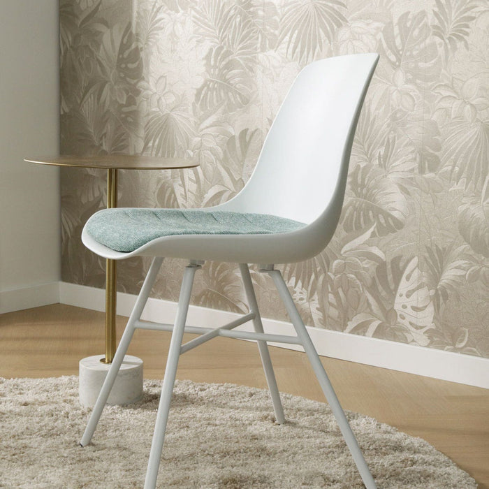 Nolon Noa-Liv Eetkamerstoel Wit - Zacht Groen Kussen - Wit Onderstel