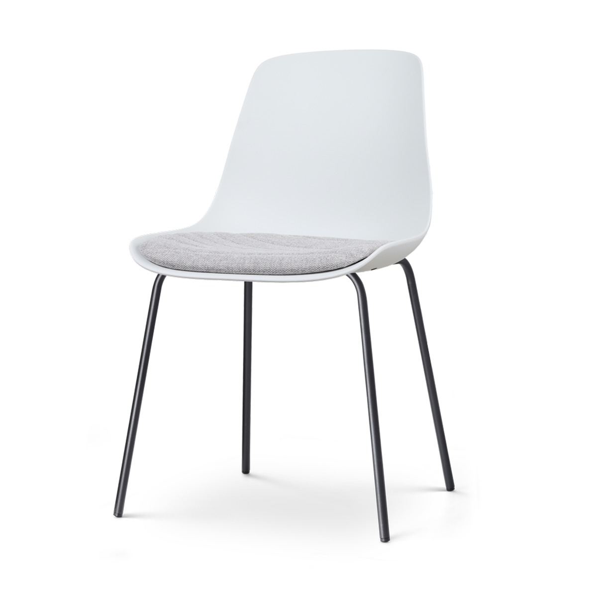 Nolon Nora-Liv Eetkamerstoel Wit - Lichtgrijs Kussen - Zwarte Poten