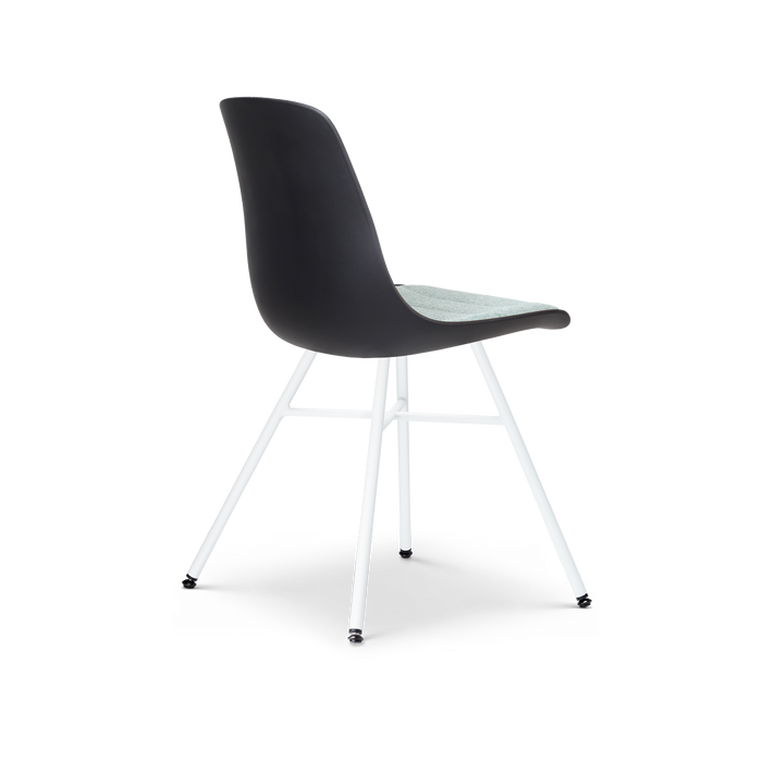 Nolon Noa-Liv Eetkamerstoel Zwart - Zacht Groen Kussen - Witte Poten