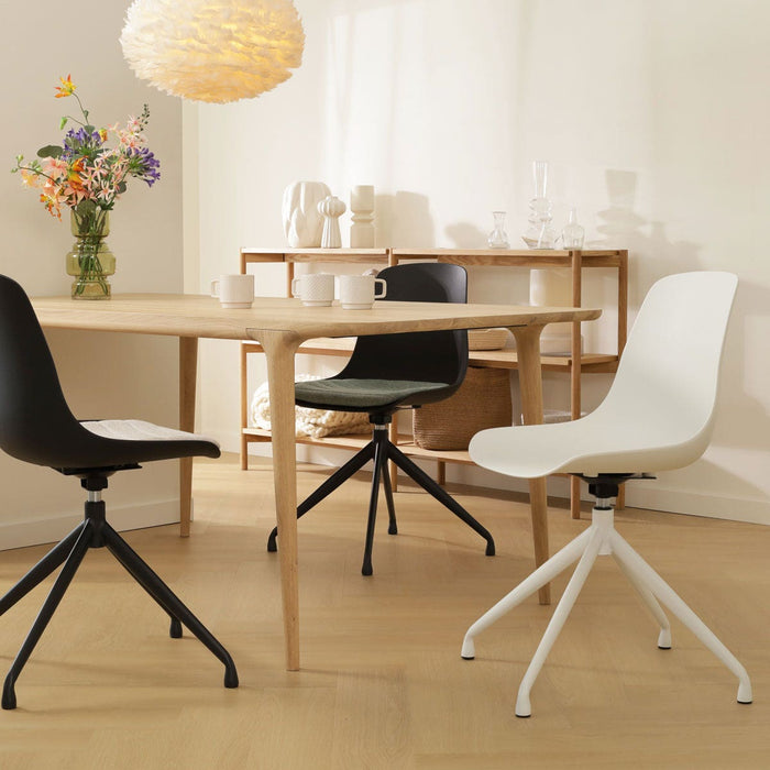 Nolon Nola-Pip Eetkamerstoel Wit - Draaibaar - Zwart Onderstel