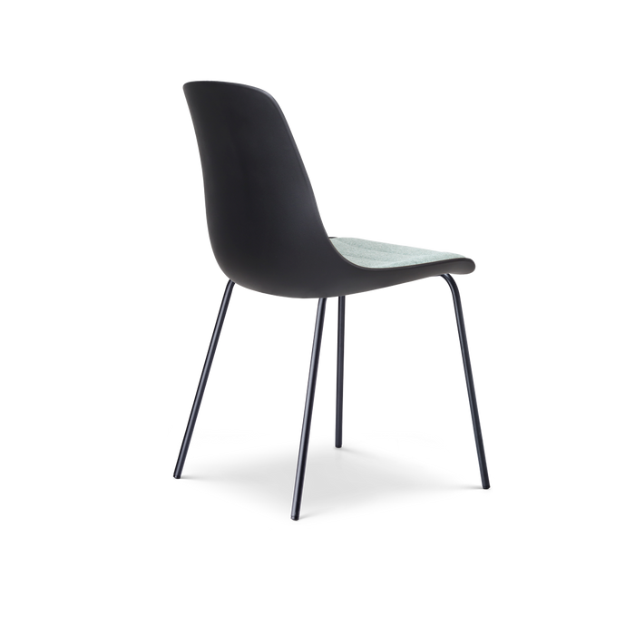 Nolon Nora-Liv Eetkamerstoel Zwart - Zacht Groen Kussen - Zwarte Poten