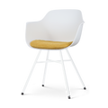 Nolon Noa-Liz Eetkamerstoel Wit - Okergeel Kussen - Witte Poten