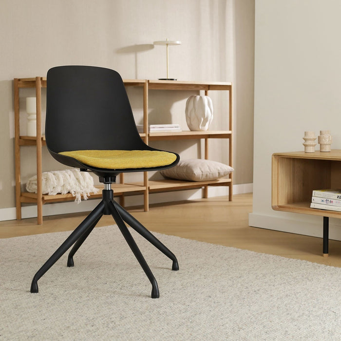 Nolon Nola-Liv Eetkamerstoel Zwart - Okergeel - Draaibaar - Zwart