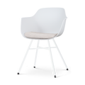 Nolon Noa-Liz Eetkamerstoel Wit - Beige Kussen - Witte Poten