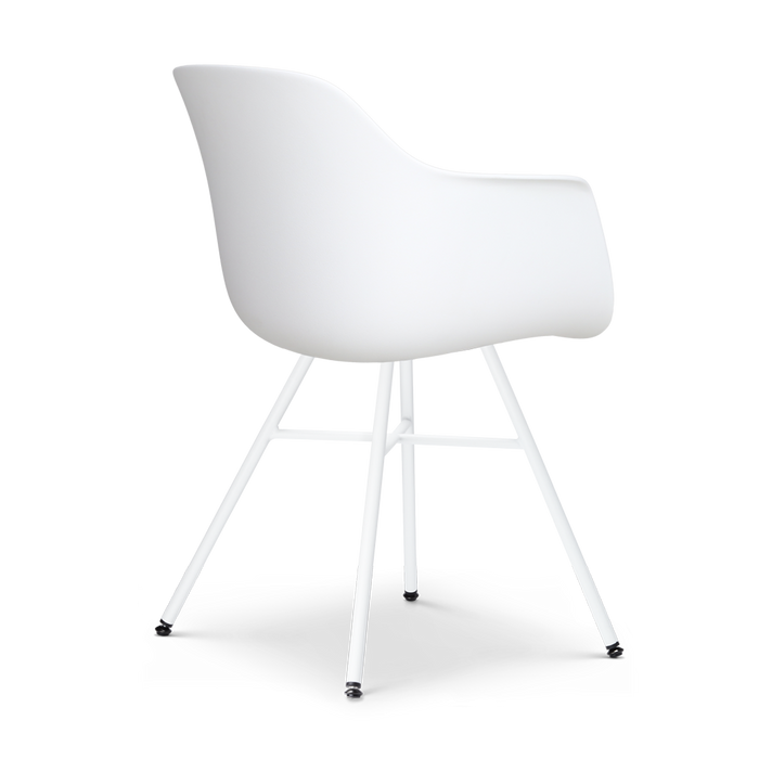 Nolon Noa-Liz Eetkamerstoel Wit - Beige Kussen - Witte Poten