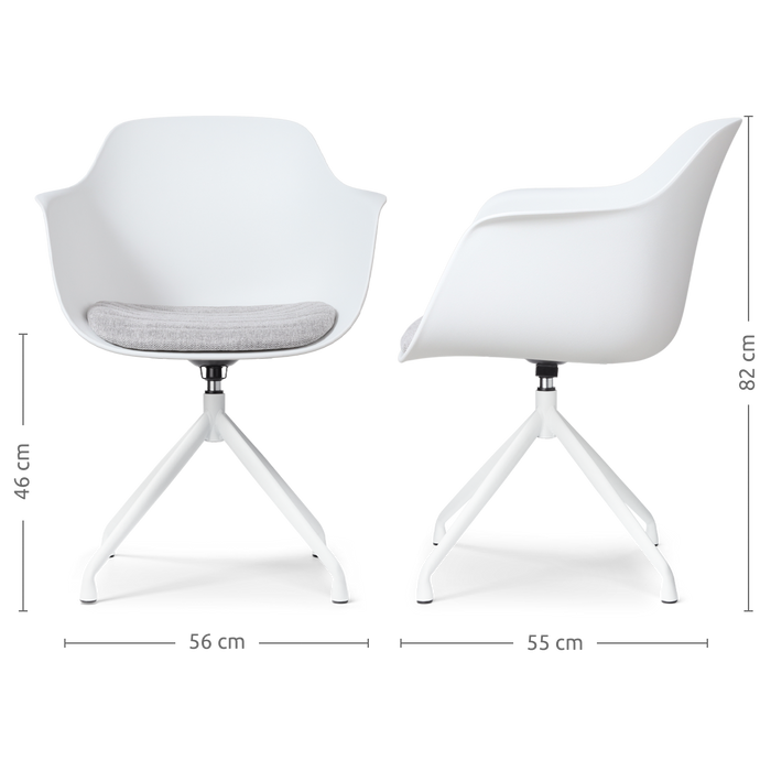 Nolon Nola-Liz Eetkamerstoel Wit - Lichtgrijs - Draaibaar - Wit