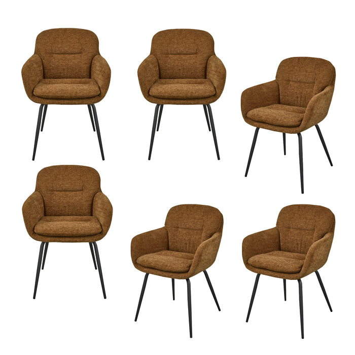 WOOOD Runa Eetkamerstoelen - Polyester - Caramel - Set van 6