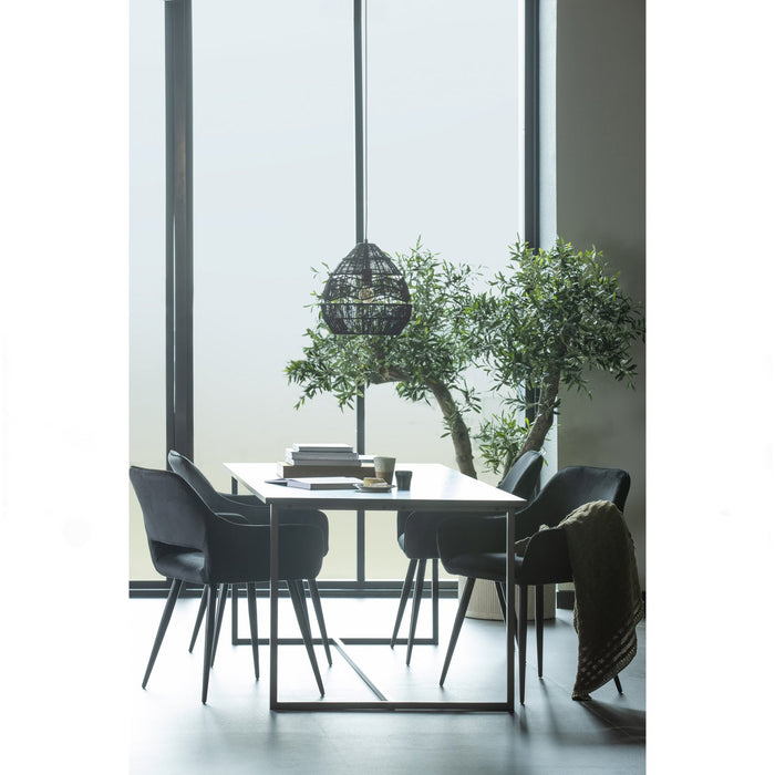 WOOOD Jelle Eetkamerstoelen - Velvet - Zwart - Set van 6