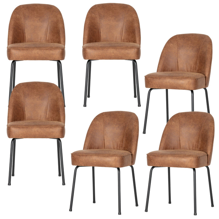WOOOD Vogue Eetkamerstoelen - Leer - Cognac - Set van 6