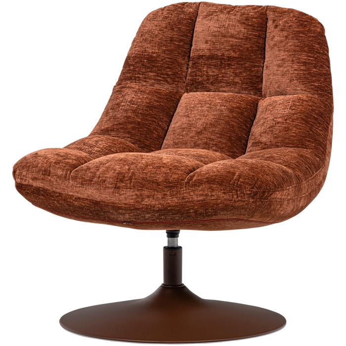 WOOOD Elvi Draaifauteuil - Chenille Structuur -  Roestbruin - 81x73x84