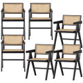 WOOOD Gunn Eetkamerstoelen Rattan - Hout - Zwart- Set van 6