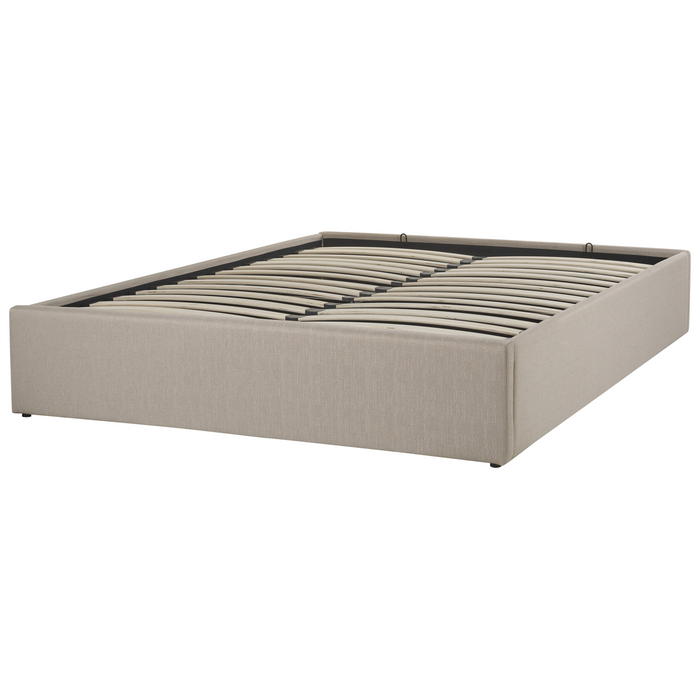 Beliani-DINAN-Tweepersoonsbed-Lichtbruin-140 x 200 cm-Polyester