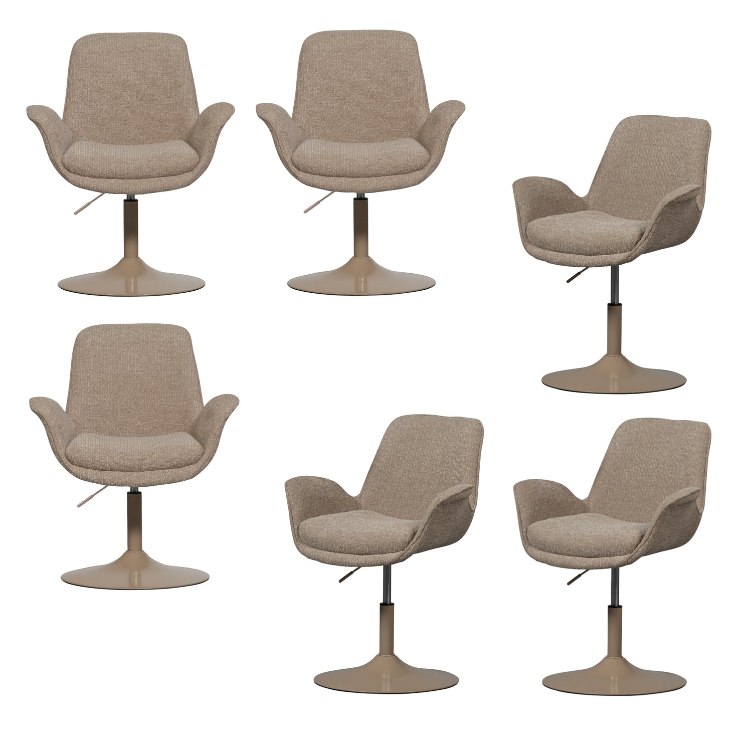 WOOOD Marten Eetkamerstoelen - Polyester - Zand - Set van 6