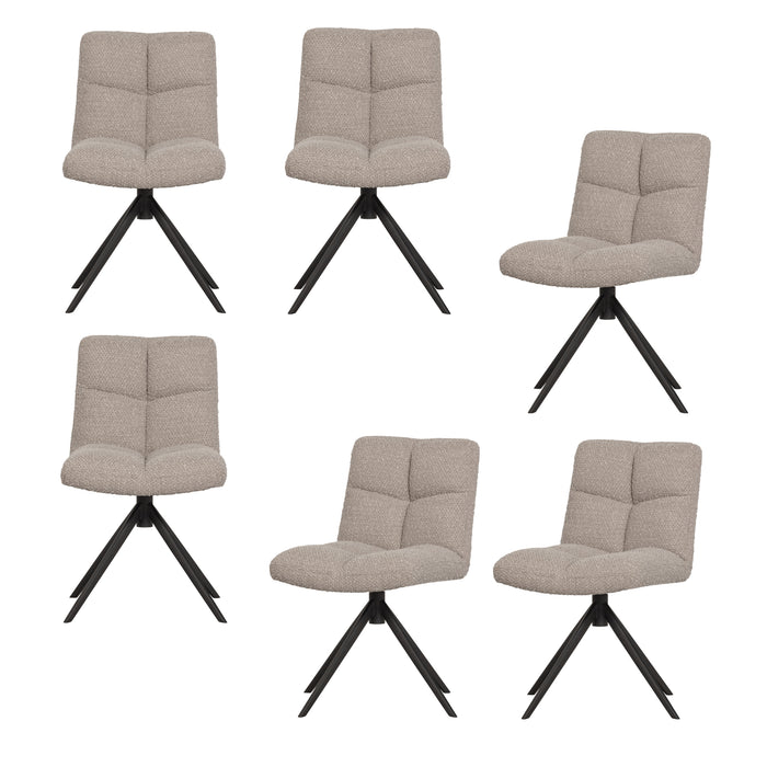 WOOOD Vinny Draaistoelen - Bouclé - Zand - Set van 6