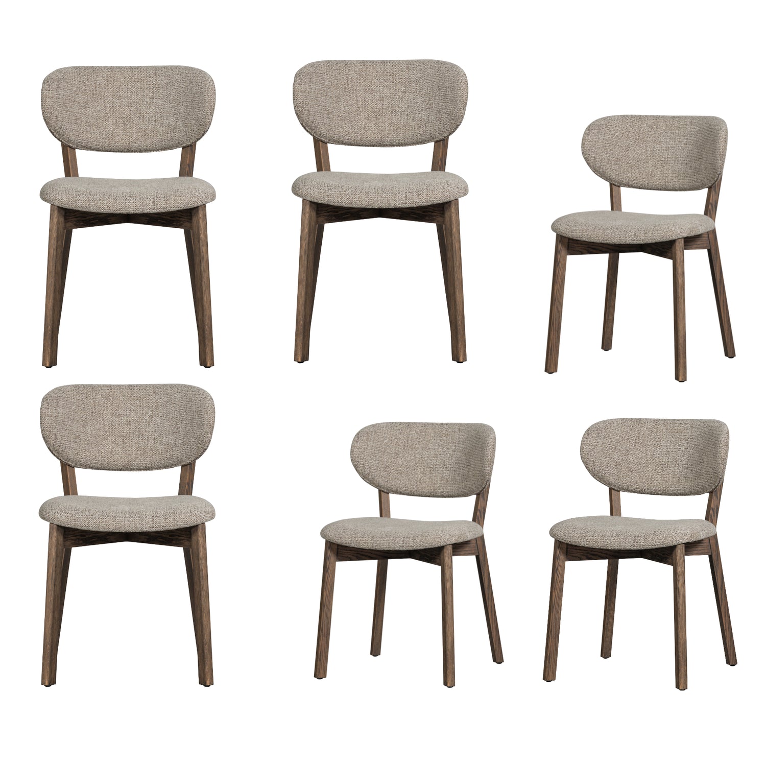 WOOOD Udar Eetkamerstoelen Houten Frame - Donkerbruin - Set van 6