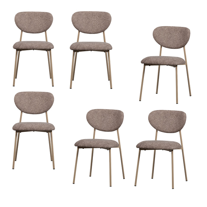 WOOOD Valor Eetkamerstoelen - Polyester - Zand- Set van 6