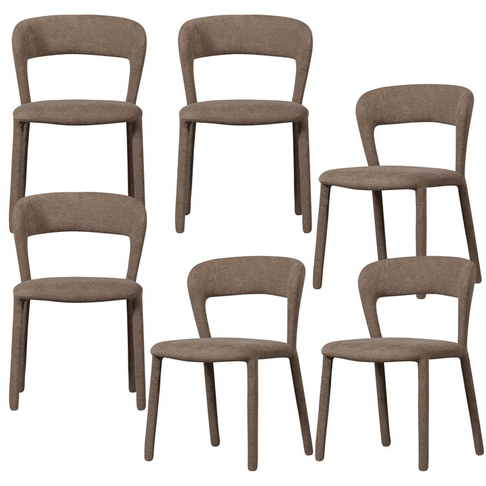 WOOOD Noble Eetkamerstoelen - Polyester - Taupe - Set van 6