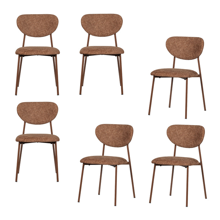 WOOOD Valor Eetkamerstoelen - Polyester - Bruin - Set van 6