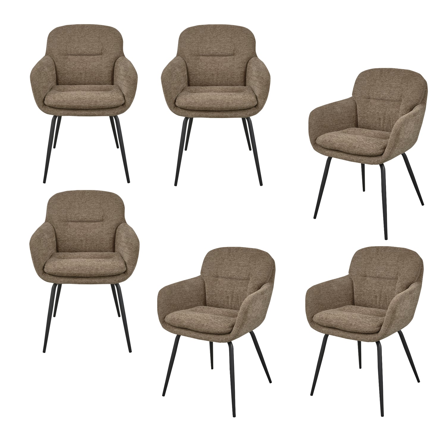 WOOOD Runa Eetkamerstoelen - Polyester - Donker Zand - Set van 6