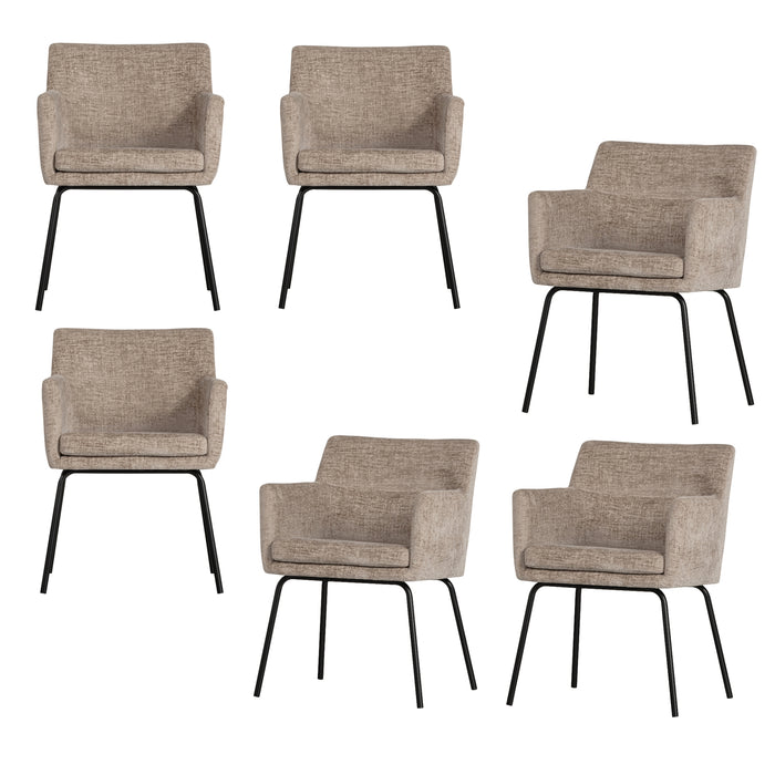 WOOOD Kam Eetkamerstoelen - Polyester - Zand - Set van 6