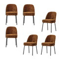 WOOOD Vogue Eetkamerstoelen - Chenille - Middenbruin - Set van 6